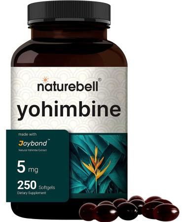 NatureBell Yohimbine HCL 5mg, 250 Softgels, Joybond* - Ultra Strength Yohimbine Bark Extract Supplement, Third Party Tested, Boosts Energy Production