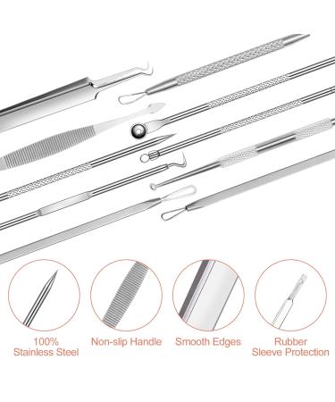 Fousenuk Blackhead Remover Set - 10 Stainless Steel Comedone Squeezers for Pimple & Acne Care with Storage Box - Perfect for Noses & Facial Care - Buy Online on GoSupps.com
