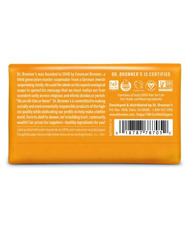 Dr. Bronner's Citrus Pure-Castile Bar Soap 5 oz 6-Pack - Organic, Gentle, Moisturizing, Vegan, Non-GMO - Buy Online on GoSupps.com