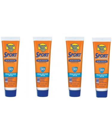 Banana Boat Sunscreen Sport Performance Broad Spectrum Sun Care Sunscreen Lotion - SPF 30 1 Oz Travel Size (Pack of 4)