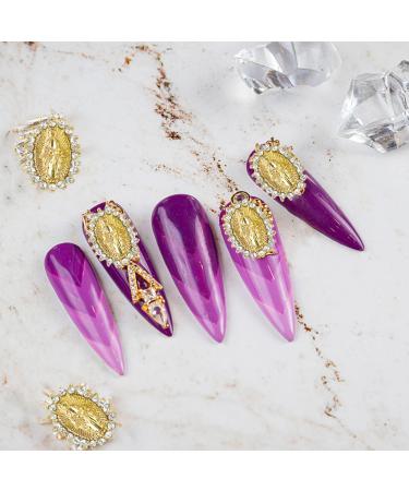 10Pcs Virgin Mary Nail Charms San Judas Rhinestone Metal Buddha Gold Nail Gems for Nail Art - Buy Online on GoSupps.com