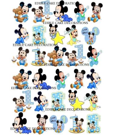 Buy Mickey Mouse 1st Birthday Edible Cupcake Toppers - Pack of 30 | Perfect for Parties | Fast International Shipping - Buy Online on GoSupps.com
