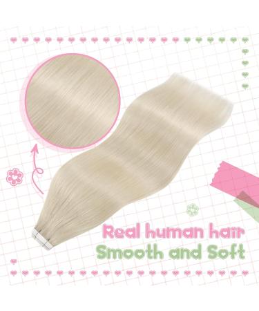 Youngsee Tape In Extensions | Platinblond Real Hair 60cm | Seamless Skin Weft | Lightweight 50g #60A - Buy Online on GoSupps.com
