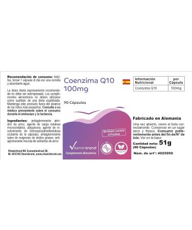 Buy Coenzyme Q10 100 mg - Vegan & Bioavailable Supplements | 90 High-Dose Capsules from Germany | Vitamin Trend - Buy Online on GoSupps.com