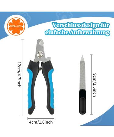 HOMJOY Professional Pet Nail Scissors & Files - Stainless Steel Nail Clippers for Dogs Cats Guinea Pigs - Safe & Durable Blue - Buy Online on GoSupps.com