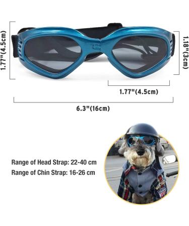 Petleso Dog Glasses - Stylish Anti-UV Waterproof Sunglasses for Small & Medium Dogs - Windproof Eye Protection in Blue - Buy Online on GoSupps.com
