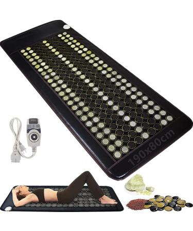 Fern infrared heating pillows - heating pillows with natural jade - Tourmanium heat mat - Infrared heat mat Turmalin -Jade stone mat - heating mat heating pad for pain relief - E (size: 190x80cm color: d) 190x80cm D