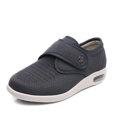 Men's Diabetic Slippers Comfy Lightweight Mens Diabetic Edema Shoes with Air Cushion & Breathable Mesh and Memory Foam for Swollen Feet Plantar Fasciitis 5.5 Dark Gray