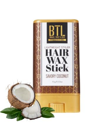 BTL Lightweight Styler Hair Wax Stick - Instant Texturing Strong Hold Precision Sculpting for All Hair Styles - Ideal for Braids Twists Ponytails Tapers & Spikes - Portable and Easy-to-Use Hair Styling Wax (Savory Coconut)