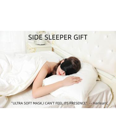 KAAHYNNO 22 Momme Adjustable Silk Sleep Eye Mask - 100% Mulberry Silk, Hypoallergenic, Lightweight, Breathable - Perfect for Side Sleepers, Travel, and Night Time - Dark Black - Buy Online on GoSupps.com