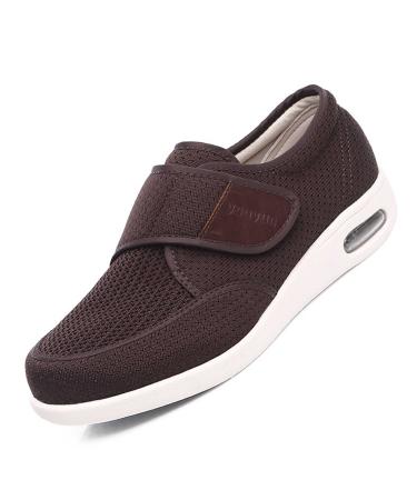 RAGRAN Adaptive Slip-Resistant Wide Width Diabetic Walking Sneakers for Men's Women's Adjustable Closure Lightweight Slipper Shoe Air Cushion Orthopedic Shoes for Plantar Fasciitis 7.5 Brown