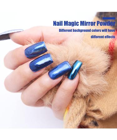 6 Boxes Chrome Nail Powder Aurora Magic Mirror Effect Holographic Glitter Sequins for DIY Nail Art - Blue - Buy Online on GoSupps.com