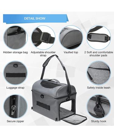 KOOLTAIL Large Soft-Sided Cat Carrier - Airline Approved with Removable Fleece Pad and Pockets - Ideal for Cats, Small Dogs, Puppies - Grey - Buy Online on GoSupps.com