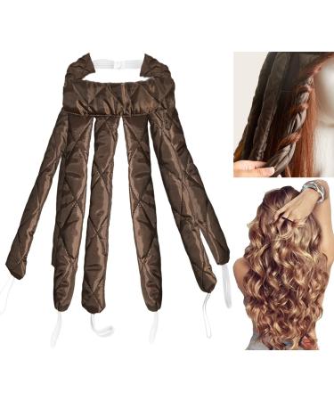 Heatless Curlers Headband Octopus Hair Curler Locken Blacker Lure Locks without Heat For Long Medium Hair Silk Band Lure Blacker soft headband Waves for women girls - coffee