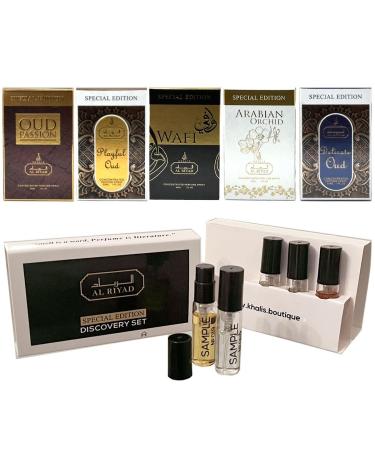 Maison d'Orient Alriyad Special Edition Unisex Spray Parfum Travel Size Discovery Set (Special Edition 5 Vials) Perfume Sampler Gift Set.