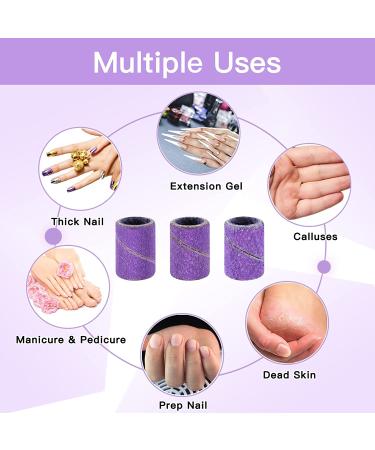 Bellehome 180pcs Nail Sanding Bands | Professional Sand Bands for Nail Drill Grit 80/150/240 | Purple Efile Sanding Bands for Acrylic Nails - Buy Online on GoSupps.com