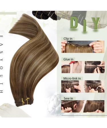 Easyouth Balayage Weft Hair Extensions Real Human Hair Ombre Brown to Blonde 12 Inch Sew-in 70g 3-Weft #4/27/4 - Buy Online on GoSupps.com