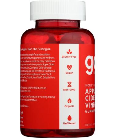 Goli Apple Cider Vinegar Gummy Vitamins - 60 Count - Vitamin B12 Gelatin-Free Gluten-Free Vegan & Non-GMO - Buy Online on GoSupps.com