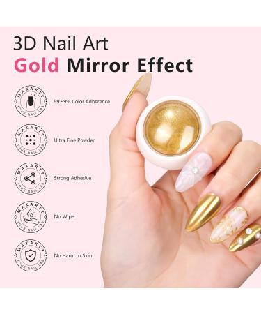 Makartt 3D Nail Gel & Gold Chrome Powder Kit - Clear Sculpting Glue for Nail Art - 15g Metallic Effect Nail Decoration - Buy Online on GoSupps.com
