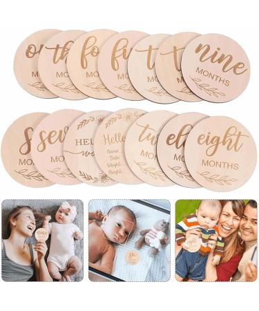 Joy Depot 12-Piece Baby Monthly Wooden Cards and Discs Set for Newborns | Double-Sided Milestone Photo Props | Baby Shower Gift | 0-12 Months Growth Recording - Buy Online on GoSupps.com