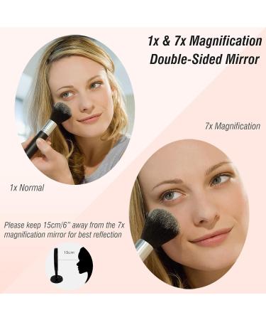 Aesfee Double-Sided LED Makeup Mirror | 1x/7x Magnification | USB Rechargeable | Touch Sensor Control | 3 Light Settings | Illuminated Countertop Mirror - Black - Buy Online on GoSupps.com