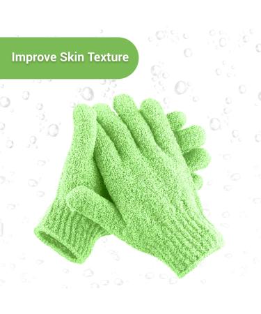 Exclaim Beauty Exfoliating Gloves - Dual Texture Bath Gloves for Shower, Spa & Massage - Dead Skin Remover with Adjustable Straps - Single Light Green - Buy Online on GoSupps.com
