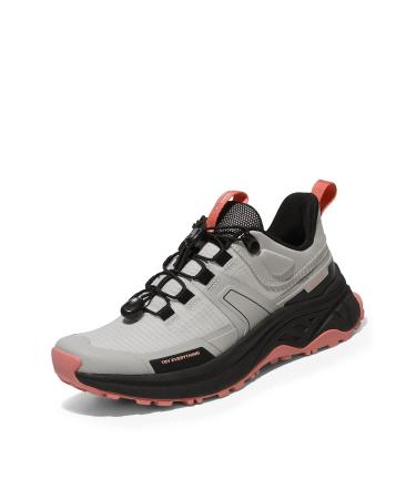 NORTIV 8 Women's Lightweight Hiking Shoes Quick Laces Outdoors Sneakers 6 Grey Pink
