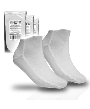 3 Pair - RE-GEN Comfort Fit Cotton Soft Cream Retainer Moisturising Overnight Socks - Ideal for Dry Cracked Hard Skin