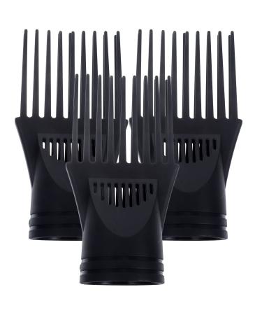 HEALLILY 3PCS/Set Hair Dryer Comb Attachment Professional Hair Dryer Comb Nozzle Hairdressing Styling Salon Tool for Barber Shop (Black)