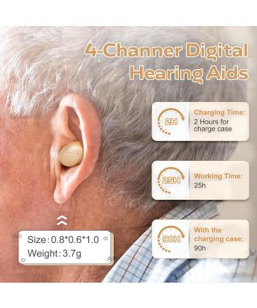 Rechargeable Noise Cancelling Hearing Aids for Seniors & Adults - Digital Amplifier with Magnetic Charging Box - Beige - Buy Online on GoSupps.com