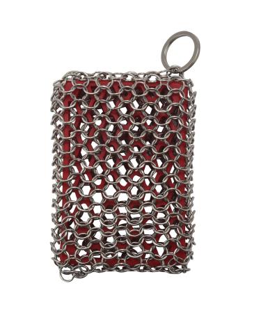 Dewedrt Cast Iron Skillet Cleaner 316 Stainless Steel Chainmail Cleaning Scrubber Silicone Scrubber for Kitchen Cookware