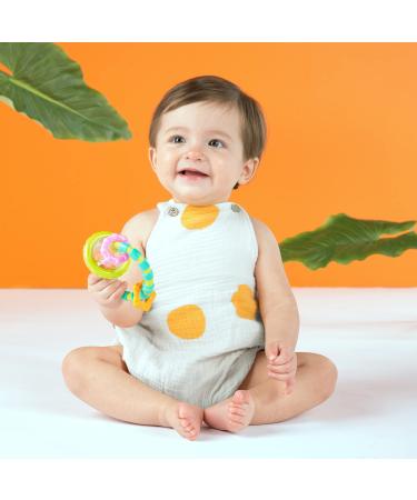 Bright Starts Baby Rattle & BPA-Free Teether Toy, Ages 3 Months+ Grab & Spin Rattle