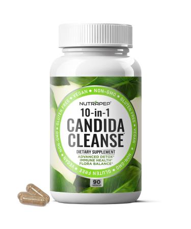 Candida Cleanse Detox Supplement - Women Men Natural Yeast Overgrowth Support with Caprylic Acid Probiotics Complex for Candi Balance Immune Intestinal Flora & Gut Health - Vegan Gluten Free 90 Count (Pack of 1)