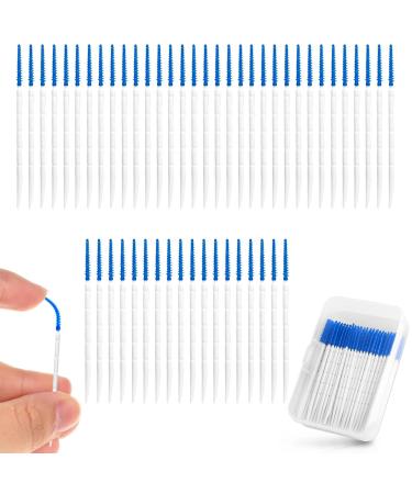 200 pieces interdental brushes 2 in 1 silicone toothbrushes tooth flap picks brush dual-house toothbrushes oral tooth picks for tooth cleaning (blue)