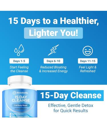 Rosabella 15 Day Cleanse Full Body Detox & Colon Cleanse for Men & Women Gut Cleanse Detox Pills for Digestive Health & Bloating Relief Doctor-Formulated Non-GMO 30 Vegan Capsules 30 Count (Pack of 1) - Buy Online on GoSupps.com