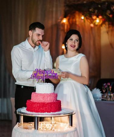 Happy Engagement Glitter Cake Topper - Gold Heart Design for Proposal & Bridal Shower - Buy Online on GoSupps.com