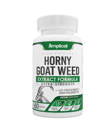Horny Goat Weed (60caps) Natural Female & Male Enhancement Pills with L Arginine, Tongkat Ali, Panax Ginseng & Maca Root Powder - Horny Goat Weed for Men & Women Health - Mood Boost & Energy Pills 60 Count (Pack of 1)