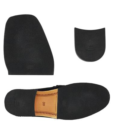 WADORN 2 Styles Shoe Soles Repair Replacement Rubber Non-Slip Shoe Heel Bottom Front Half Sole Heel Shoe Protector Wear Resistant Non-Skid Shoe Pad Repair for Men Women's Leather Shoes Boots