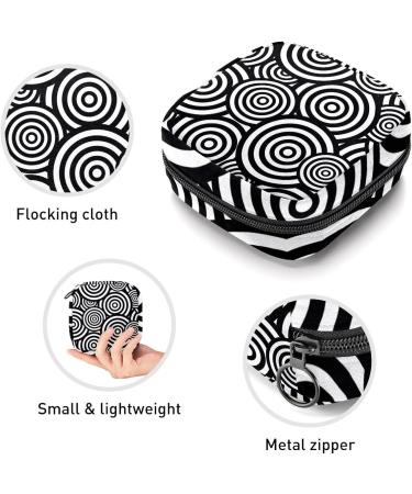 Black and White Geometric Sanitary Napkin Storage Bag - Portable Period Pouch for Women and Teen Girls - Multi-colored - 1Pcs - Buy Online on GoSupps.com