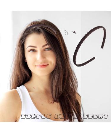 Cinaci 10 Pieces in 5 Styles Non Slip Dark Coffee Black Wavy Braided Matte Wide Thin Elastic Plastic Headbands with Teeth Sports Hair Bands for Men Women Girls Teens Kids Dark Coffee+Black - Buy Online on GoSupps.com