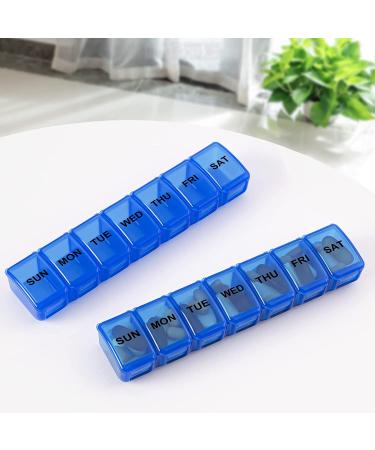 Small Pill Organizer 7 Day 2 Pack - Travel Friendly Weekly Vitamin Case (Blue) - 2pc - Buy Online on GoSupps.com