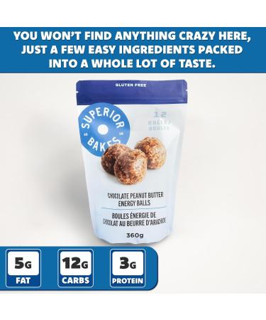 Superior Bakes Chocolate Peanut Butter ENERGY Balls Gluten Free 360g Chocolate 6g Protein per Per Serving Protein Ball Snack (1 pack of 12 balls) - Buy Online on GoSupps.com