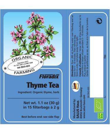 Salus Floradix Thyme Herb Tea 15 Teabags - Buy Online on GoSupps.com