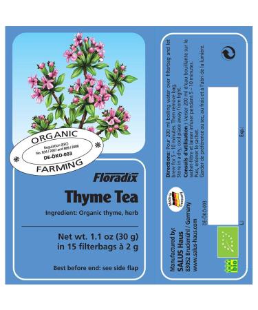 Salus Floradix Thyme Herb Tea 15 Teabags