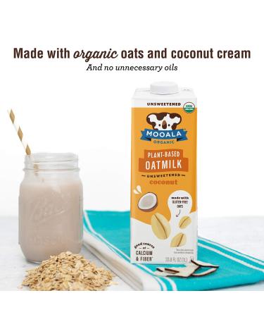 Mooala Organic Coconut Oatmilk Unsweetened 1L (Pack of 6) | Non-Dairy, Gluten-Free, Vegan & Plant-Based Beverage - No Added Sugar | Shelf-Stable - Buy Online on GoSupps.com