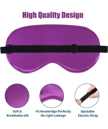 Sleep Mask for Women Men Silk Eye Mas Blindfold with Adjustable Strap Carry Pouch Earplugs Breathable&Soft Eye Cover Night Mask for Sleeping Travel Yoga Airplane (Purple) - Buy Online on GoSupps.com
