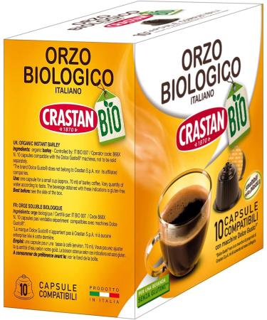 6 x Crastan Orzo Biologico in Capsule Organic Barley in Dolce Gusto Compatible Capsules - Each pack contains 10 capsules 100% Italian Barley naturally caffeine free - Buy Online on GoSupps.com