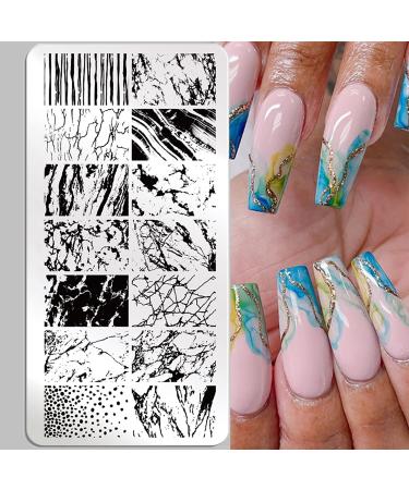 French Marble Striped Nail Art Stamping Plates Set - 3 Pcs Stainless Steel Stencils - Buy Online on GoSupps.com