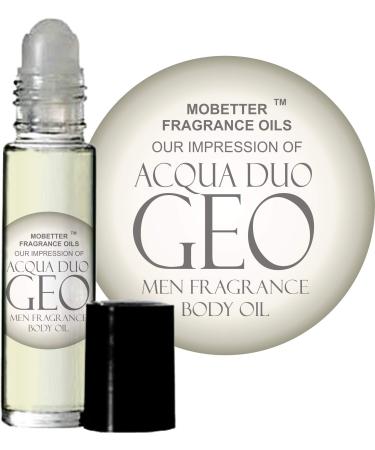 Aqua Duo Geo Cologne Body Oil for Men (10ml Roll On) by Mobetter Fragrance Oils
