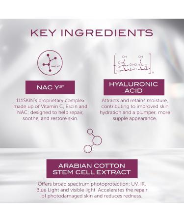 111SKIN Sunscreen SPF 50, Mineral Face and Non Greasy Sunscreen for Daily Use, Broad-Spectrum UVA/UVB and Blue Light Protection, Niacinamide and Polyglutamic Acid, 50 ml - Buy Online on GoSupps.com